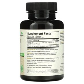 Thực phẩm bổ sung Futurebiotics Vitamin K2 + D3 Extra Strength 120 Capsules 049479501335