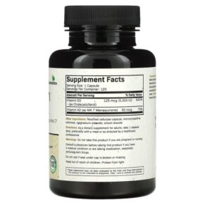 Futurebiotics Vitamin K2 + D3 with Vitamin K2 as MK-7 120 Capsules 3 Thực phẩm bổ sung Futurebiotics Vitamin K2 + D3 with Vitamin K2 as MK-7 120 Capsules 049479500703
