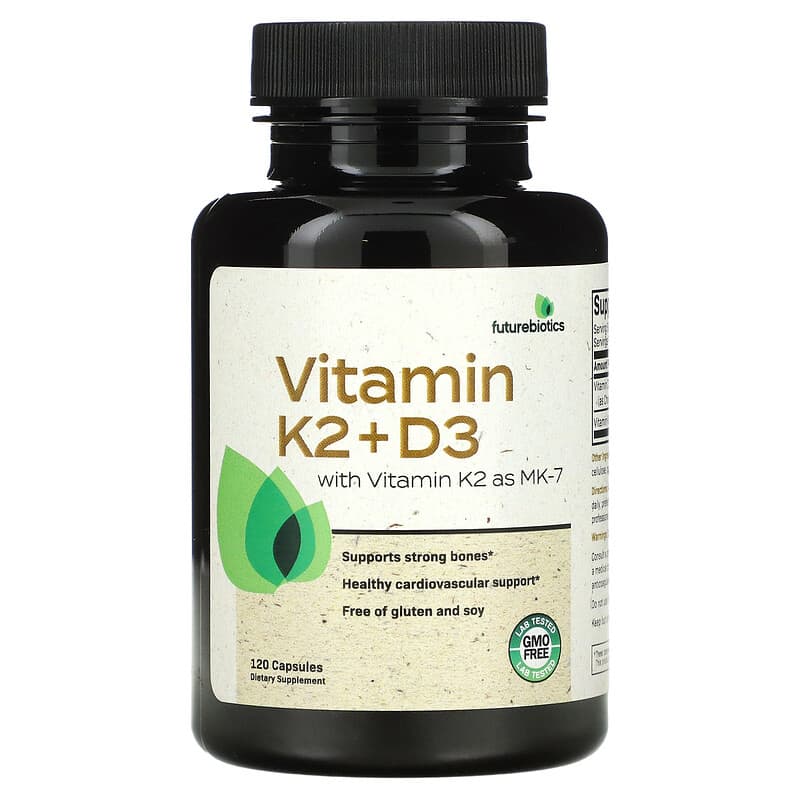 Futurebiotics Vitamin K2 + D3 with Vitamin K2 as MK-7 120 Capsules 8 Thực phẩm chức năng Futurebiotics Vitamin K2 + D3 with Vitamin K2 as MK-7 120 Capsules 049479500703