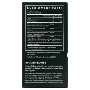 Thực phẩm bổ sung Gaia Herbs Adrenal Health Jump Start 60 Vegan Liquid Phyto-Caps 751063149402