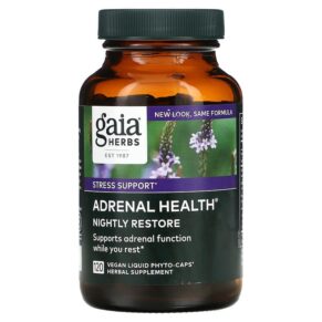 Thực phẩm chức năng Gaia Herbs Adrenal Health Nightly Restore 120 Vegan Liquid Phyto-Caps 751063149396