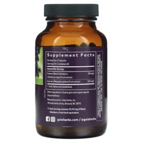Thực phẩm bổ sung Gaia Herbs Black Elderberry 120 Vegan Capsules 751063150613
