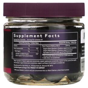 Thực phẩm bổ sung Gaia Herbs Black Elderberry Extra Strength Immune Support Gummies 80 Vegan Gummies 751063151467