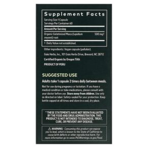 Thực phẩm bổ sung Gaia Herbs Gelatinized Peruvian Maca Root 60 Vegan Capsules 751063997539