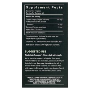 Thực phẩm bổ sung Gaia Herbs Ginger Supreme 60 Vegan Liquid Phyto-Caps 751063403801