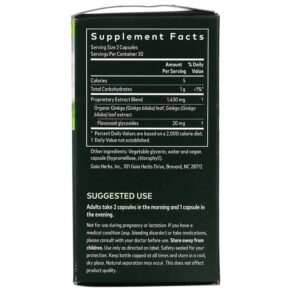 Thực phẩm bổ sung Gaia Herbs Ginkgo Leaf 60 Vegan Liquid Phyto-Caps 751063398701