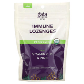 Thực phẩm chức năng Gaia Herbs Immune Lozenges Peppermint 24 Lozenges 751063152228