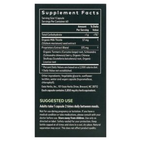 Thực phẩm bổ sung Gaia Herbs Liver Health 60 Vegan Liquid Phyto-Caps 751063399005