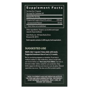 Thực phẩm bổ sung Gaia Herbs Oil of Oregano 60 Vegan Liquid Phyto-Caps 751063399500
