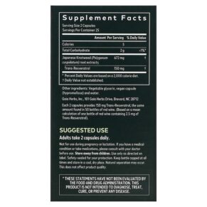 Gaia Herbs Resveratrol 150 50 Vegan Liquid Phyto-Caps 3 Thực phẩm bổ sung Gaia Herbs Resveratrol 150 50 Vegan Liquid Phyto-Caps 751063996648