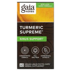 Thực phẩm chức năng Gaia Herbs Turmeric Supreme Sinus Support 60 Vegan Liquid Phyto-Caps 751063146340