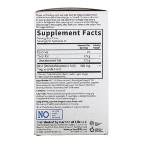 Thực phẩm bổ sung Garden of Life Baby Plant DHA Liquid 1.26 fl oz (37.5 ml) 658010125291