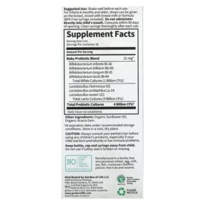 Thực phẩm bổ sung Garden of Life Baby Probiotic 4 Billion CFU 1.9 fl oz (56 ml) 658010125239