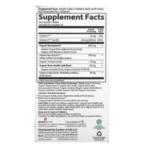 Thực phẩm bổ sung Garden of Life Dr. Formulated Brain Health Memory & Focus for Adults 40+ 60 Vegetarian Tablets 658010120708