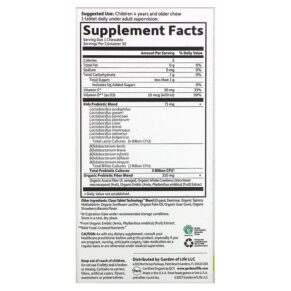 Thực phẩm bổ sung Garden of Life Dr. Formulated Probiotics Organic Kids + Tasty Organic Strawberry Banana 30 Yummy Chewables 658010122214