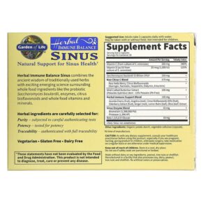 Thực phẩm bổ sung Garden of Life Herbal Immune Balance Sinus 60 Vegetarian Capsules 658010115858