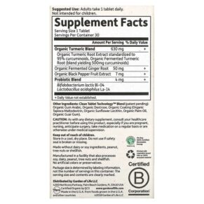Thực phẩm bổ sung Garden of Life MyKind Organics Maximum Strength Turmeric Joints & Mobility 30 Vegan Tablets 658010121910