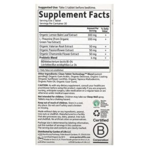 Thực phẩm bổ sung Garden of Life MyKind Organics Sleep Well Rest & Refresh 30 Vegan Tablets 658010121897