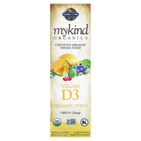 Thực phẩm chức năng Garden of Life MyKind Organics Vegan D3 Organic Spray Vanilla 25 mcg (1.000 IU) 2 fl oz (58 ml) 658010117814
