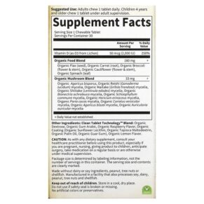 Thực phẩm bổ sung Garden of Life MyKind Organics Vegan D3 Raspberry-Lemon 50 mcg (2.000 IU) 30 Vegan Chewable Tablets 658010118613