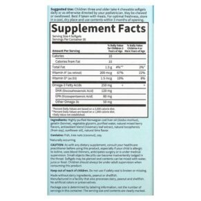 Thực phẩm bổ sung Garden of Life Oceans Kids DHA Chewables Ages 3 and Older Berry Lime 120 mg 120 Chewable Softgels 658010113878