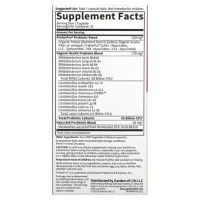 Thực phẩm bổ sung Garden of Life Probiotics Women's pH 50 Billion 30 Vegetarian Capsules 658010131957