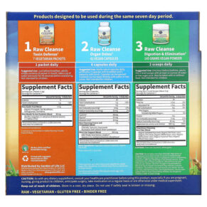 Thực phẩm bổ sung Garden of Life RAW Cleanse The Ultimate Standard in Cleansing and Detoxification 3 Part Program 3 Step Kit 658010114226