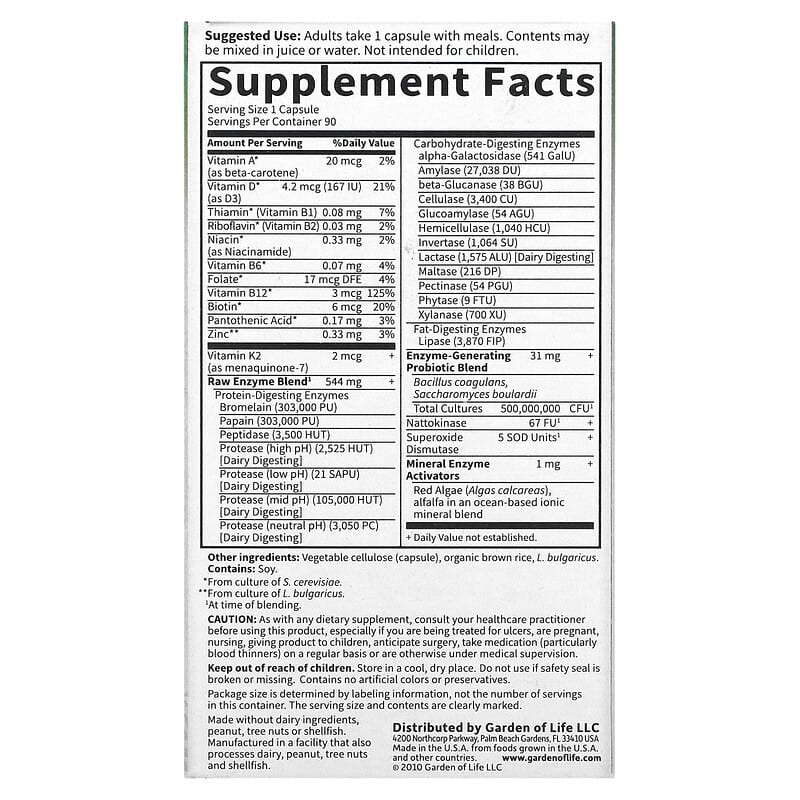 Garden of Life RAW Enzymes Women 90 Vegetarian Capsules 2 Thực phẩm bổ sung Garden of Life RAW Enzymes Women 90 Vegetarian Capsules 658010115636