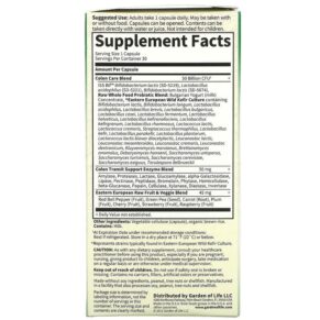 Thực phẩm bổ sung Garden of Life RAW Probiotics Colon Care 30 Vegetarian Capsules 658010116657