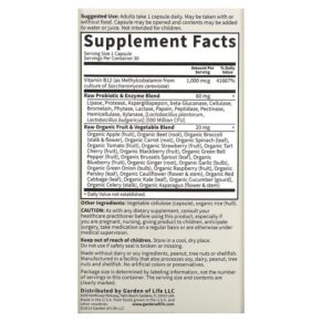 Thực phẩm bổ sung Garden of Life Vitamin Code RAW B-12 30 Vegan Capsules 658010113793