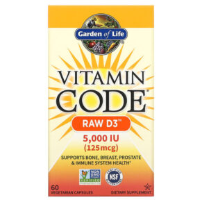 Thực phẩm chức năng Garden of Life Vitamin Code RAW D3 125 mcg (5.000 IU) 60 Vegetarian Capsules 658010115865