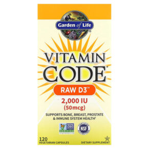 Thực phẩm chức năng Garden of Life Vitamin Code RAW D3 50 mcg (2.000 IU) 120 Vegetarian Capsules 658010116565