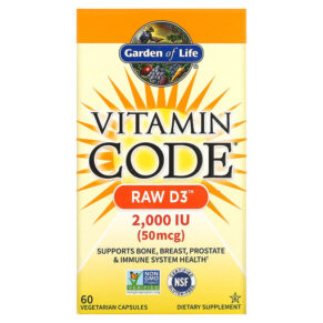Thực phẩm chức năng Garden of Life Vitamin Code RAW D3 50 mcg (2.000 IU) 60 Vegetarian Capsules 658010114134
