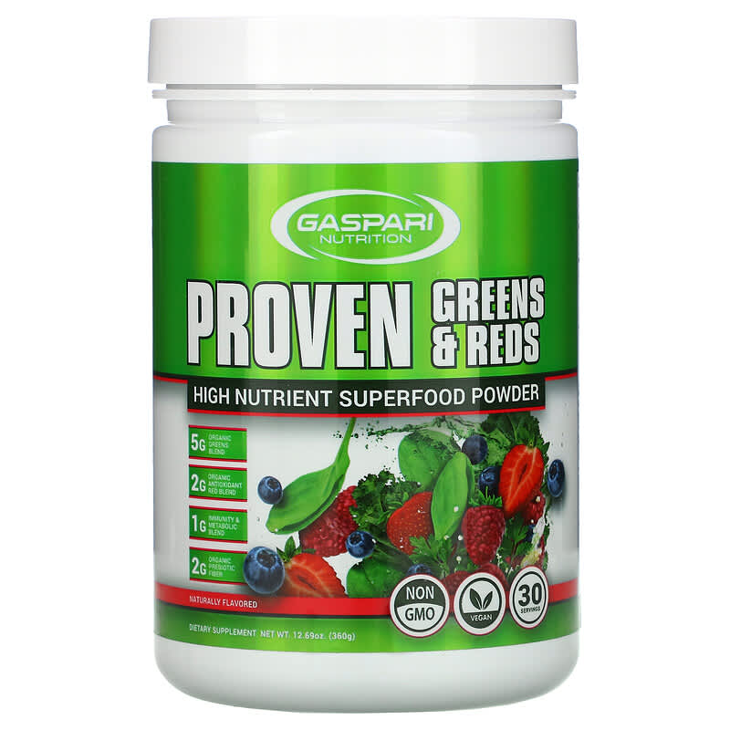 Gaspari Nutrition Proven Greens & Reds High Nutrient Superfood Powder Naturally Flavored 12.69 oz (360 g) 8 Thực phẩm chức năng Gaspari Nutrition Proven Greens & Reds High Nutrient Superfood Powder Naturally Flavored 12.69 oz (360 g) 646511030176
