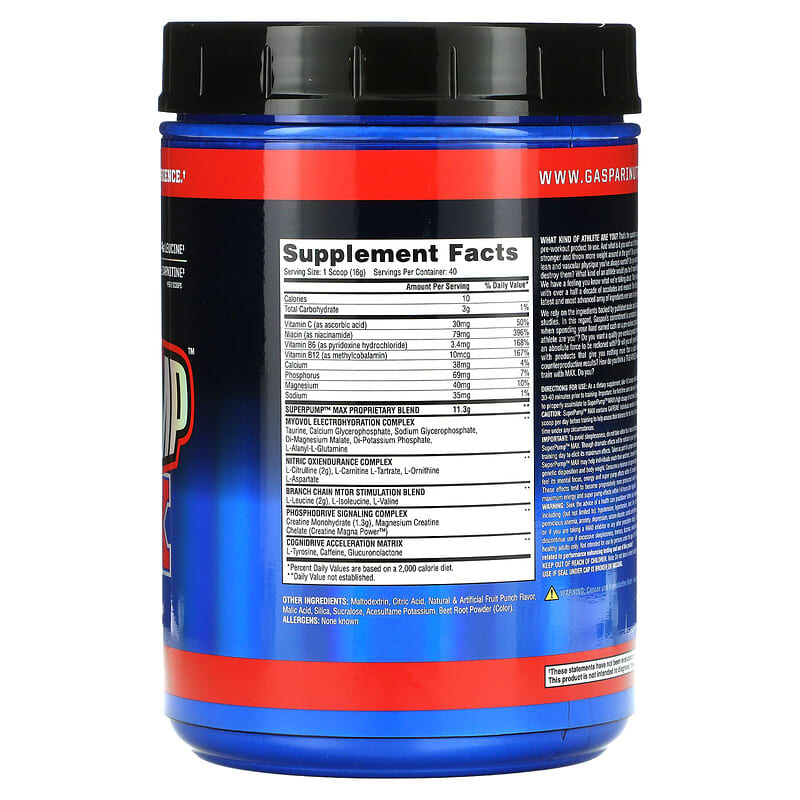 Gaspari Nutrition SuperPump Max Fruit Punch 1.41 lbs (640 g) 2 Thực phẩm bổ sung Gaspari Nutrition SuperPump Max Fruit Punch 1.41 lbs (640 g) 646511007222