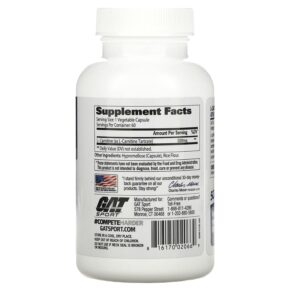 Thực phẩm bổ sung GAT L-Carnitine Amino Acid Free Form 60 Vegetable Capsules 816170020669