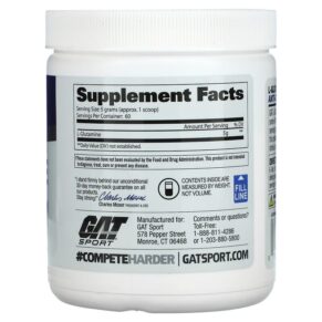 Thực phẩm bổ sung GAT L-Glutamine Unflavored 10.58 oz (300 g) 816170021680