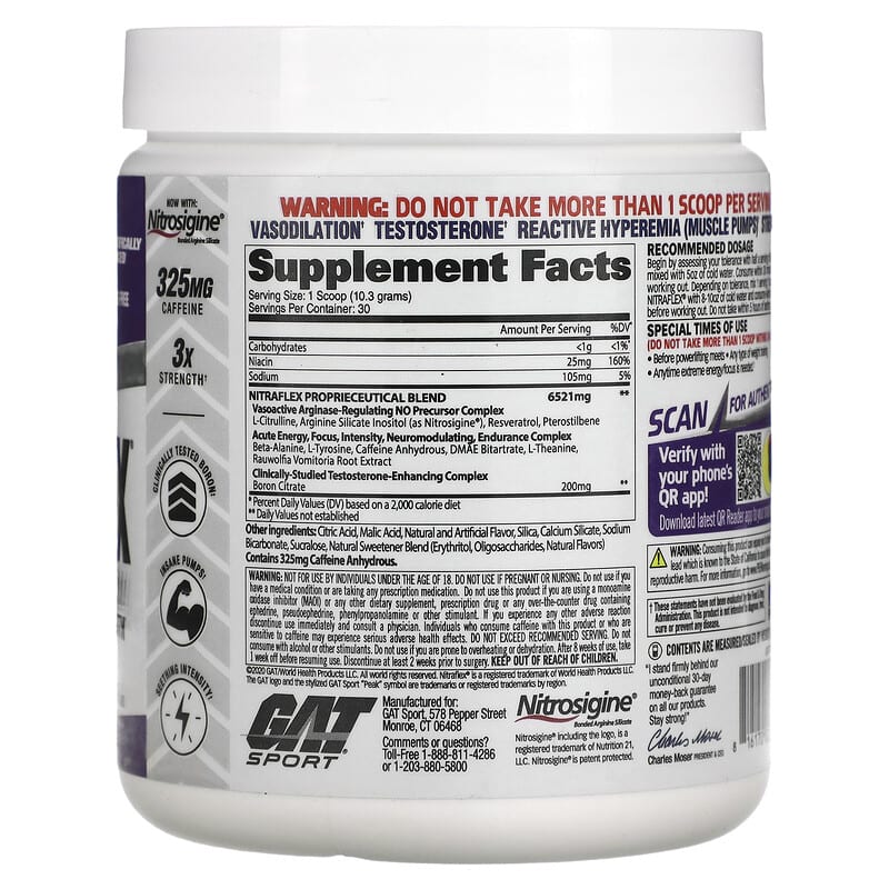 GAT Sport NITRAFLEX Grape 10.9 oz (309 g) 2 Thực phẩm bổ sung GAT Sport NITRAFLEX Grape 10.9 oz (309 g) 816170022144