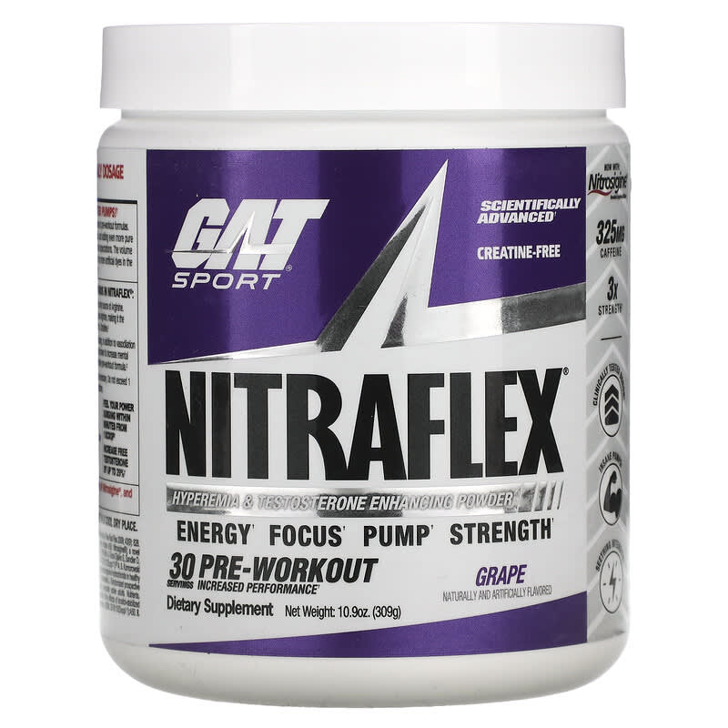 GAT Sport NITRAFLEX Grape 10.9 oz (309 g) 8 Thực phẩm chức năng GAT Sport NITRAFLEX Grape 10.9 oz (309 g) 816170022144