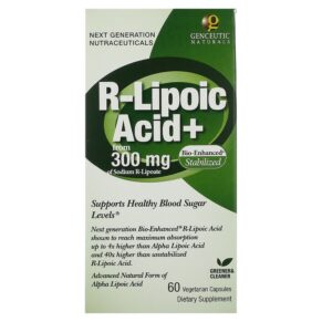 Thực phẩm chức năng Genceutic Naturals R-Lipoic Acid+ 300 mg 60 Vegetarian Capsules 896245001052