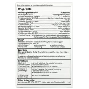 Thực phẩm bổ sung Genexa LLC Allergy Care Organic Allergy & Decongestant Organic Acai Berry 60 Chewable Tablets 857630006052