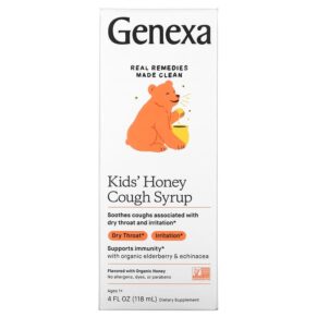 Thực phẩm chức năng Genexa LLC Kid's Honey Cough Syrup Ages 1+ Organic Honey 4 fl oz (118 ml) 857630006953