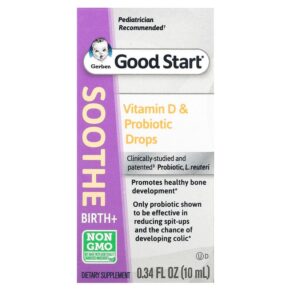 Thực phẩm chức năng Gerber Good Start Soothe Baby Vitamin D & Probiotic Drops Birth+ 0.34 fl oz (10 ml) 050000284146