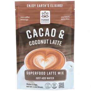 Thực phẩm chức năng Hana Beverage Cacao & Coconut Latte Non-Coffee Superfood Beverage 3.3 oz (93.6 g) 898220013869