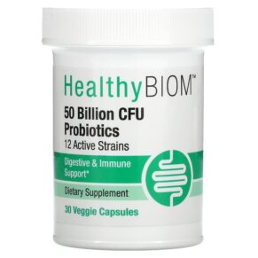 Thực phẩm chức năng HealthyBiom 50 Billion CFU Probiotics 12 Active Strains 30 Veggie Capsules 898220015771