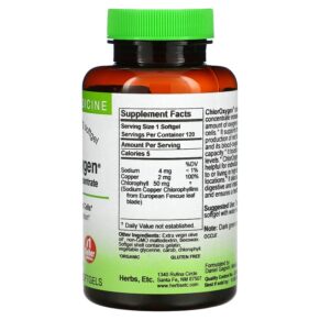 Thực phẩm bổ sung Herbs Etc. ChlorOxygen Chlorophyll Concentrate 120 Fast-Acting Softgels 765704519219