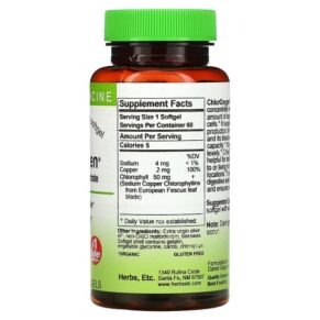 Thực phẩm bổ sung Herbs Etc. ChlorOxygen Chlorophyll Concentrate 60 Fast-Acting Softgels 765704519264