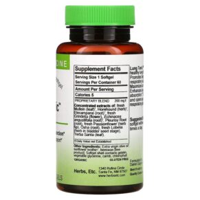 Thực phẩm bổ sung Herbs Etc. Lung Tonic 60 Fast-Acting Softgels 765704507063