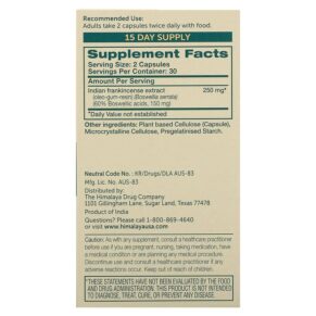 Thực phẩm bổ sung Himalaya Boswellia 60 Vegetarian Capsules 605069416016