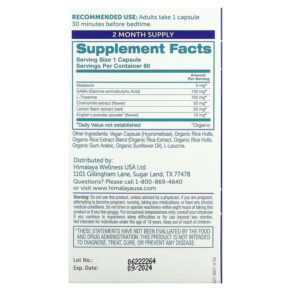 Thực phẩm bổ sung Himalaya Hello ZZZs 60 Vegan Capsules 605069991179